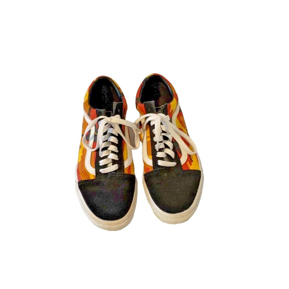 Vans Old Skool Pop Camo Orange Black Sneakers Womens 8 Streetwear Skater Punk